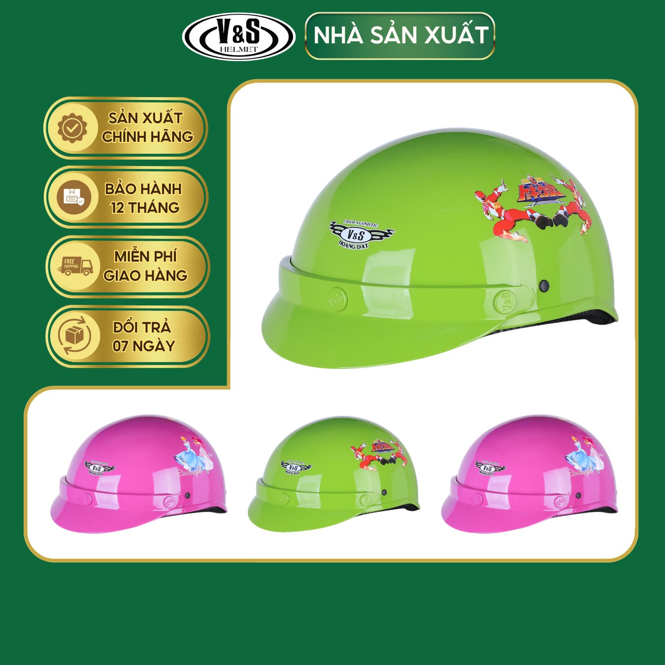 Mũ Bảo Hiểm Trẻ Em 1/2 V&amp;S VS03LTB - Hàng Chính Hãng Bảo Hành 12 Tháng - Sản Phẩm Thời Trang Và Cao Cấp