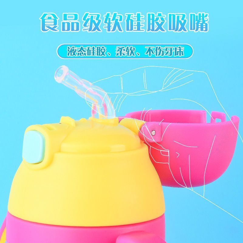 Bình nước ống hút đeo chéo cầm tay tritan cao cấp Disney Minnie 350ml cho trẻ em 5852