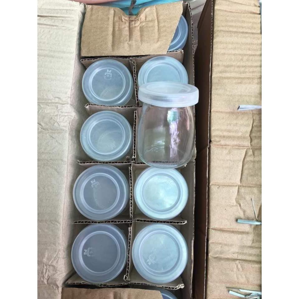 Set 12 Hũ Đựng Sữa Chua Thủy Tinh Có Nắp Đậy
