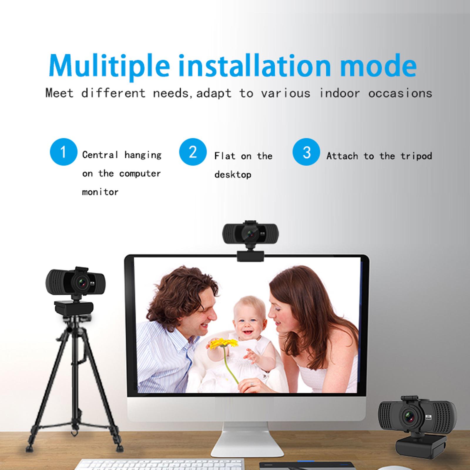 Webcame with Microphone Privacy Cover, 2K HD USB Web Camera PC Webcam with 360 Degree Rotation,Flexible Rotatable Clip for Recording, Streaming C6