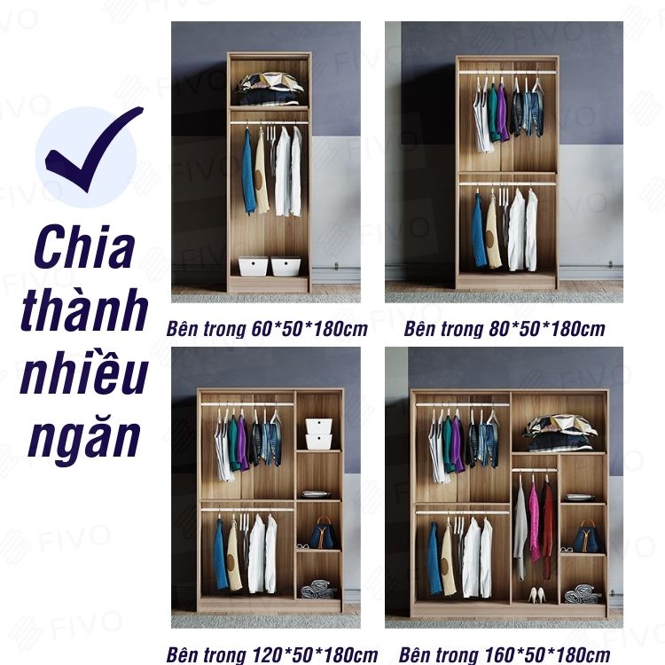 Tủ Quần Áo Trẻ Em Cửa Mở FC01 FIVO Chất Liệu Gỗ MDF Lõi Xanh Chống Ẩm Dày 17mm Dễ Lắp Ráp - Hàng Chính Hãng