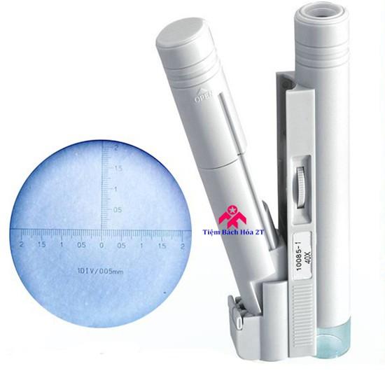 Kính lúp mini 40X có thước đo, có đèn