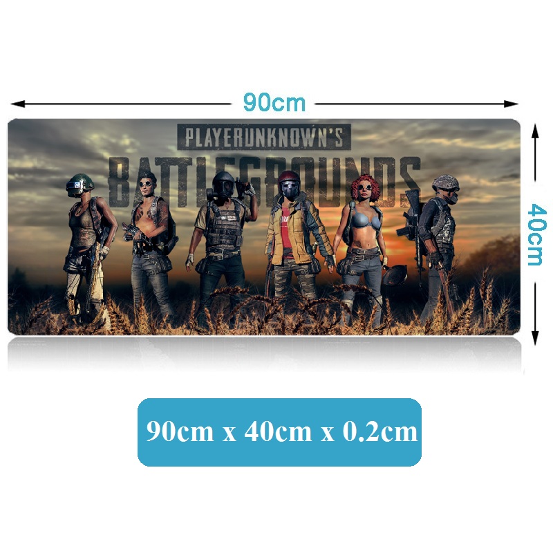 Tấm Lót Chuột PUBG Bo Viền Size Lớn 90cm x 40cm x 0,2cm Loại Tốt (Đen)