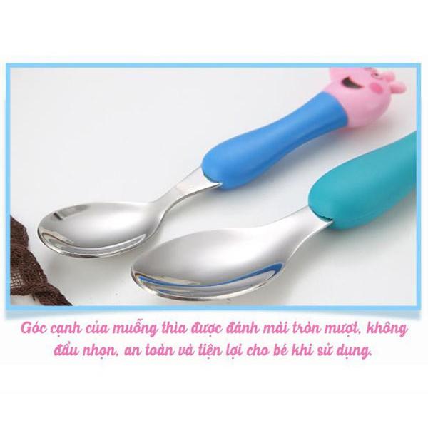 Bộ Set 4 muỗng nĩa heo Peppa inox 304 cho bé siêu dễ thương