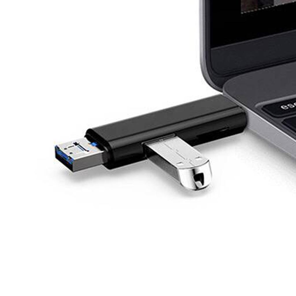 Card Reader, 3-in-1 USB 3.0 / USB C / Micro USB Card Reader - for MicroSD TF Memory Card Reader for Macbook PC Tablets Smartphones with OTG Function
