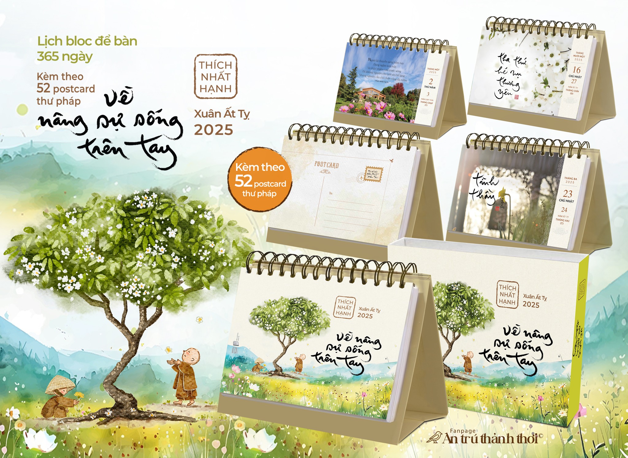 Lịch Bloc 365 Ngày - Về Nâng Sự Sống Trên Tay - Thiền Sư Thích Nhất Hạnh - Nhà Sách An Thư