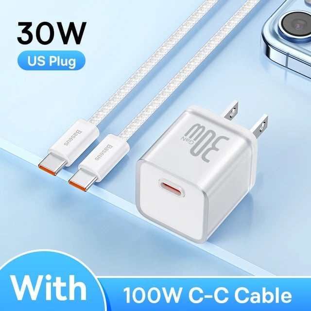 Combo Sạc Nhanh Baseus GaN5S Fast Charger 1C 20W/30W Cho iPhone 15 Series (Nhỏ gọn, sạc nhanh PD/Quick Charge) - Hàng chính hãng