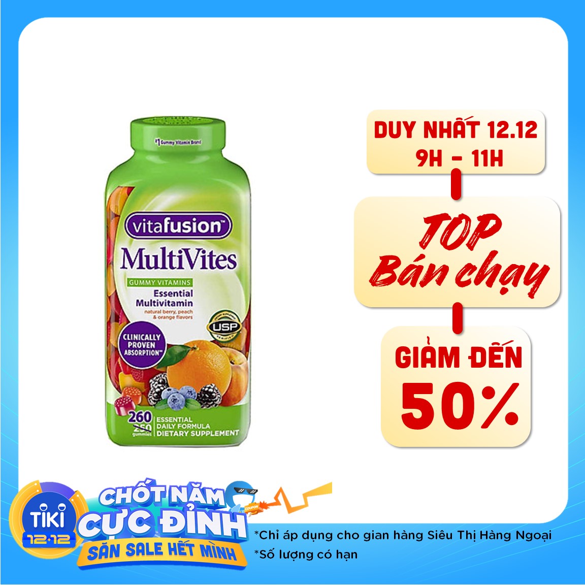 Kẹo Dẻo Bổ Sung Vitamin Vitafusion MultiVites Gummy Vitamins