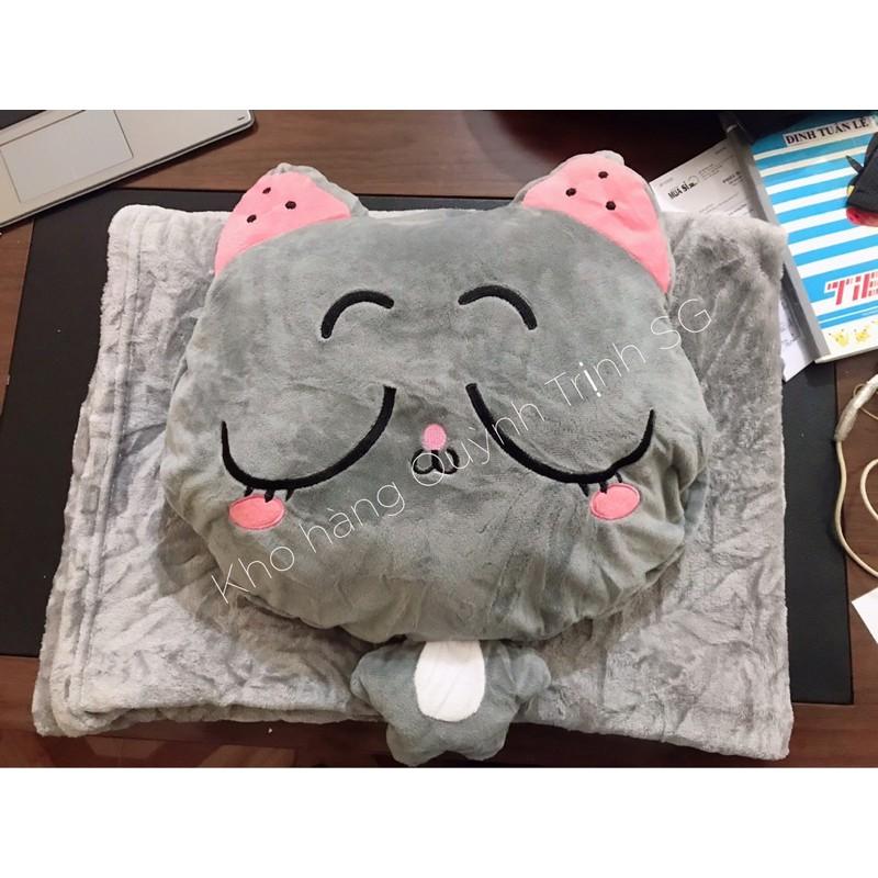 Bộ chăn gối văn phòng gối kèm chăn văn phòng 3 in 1