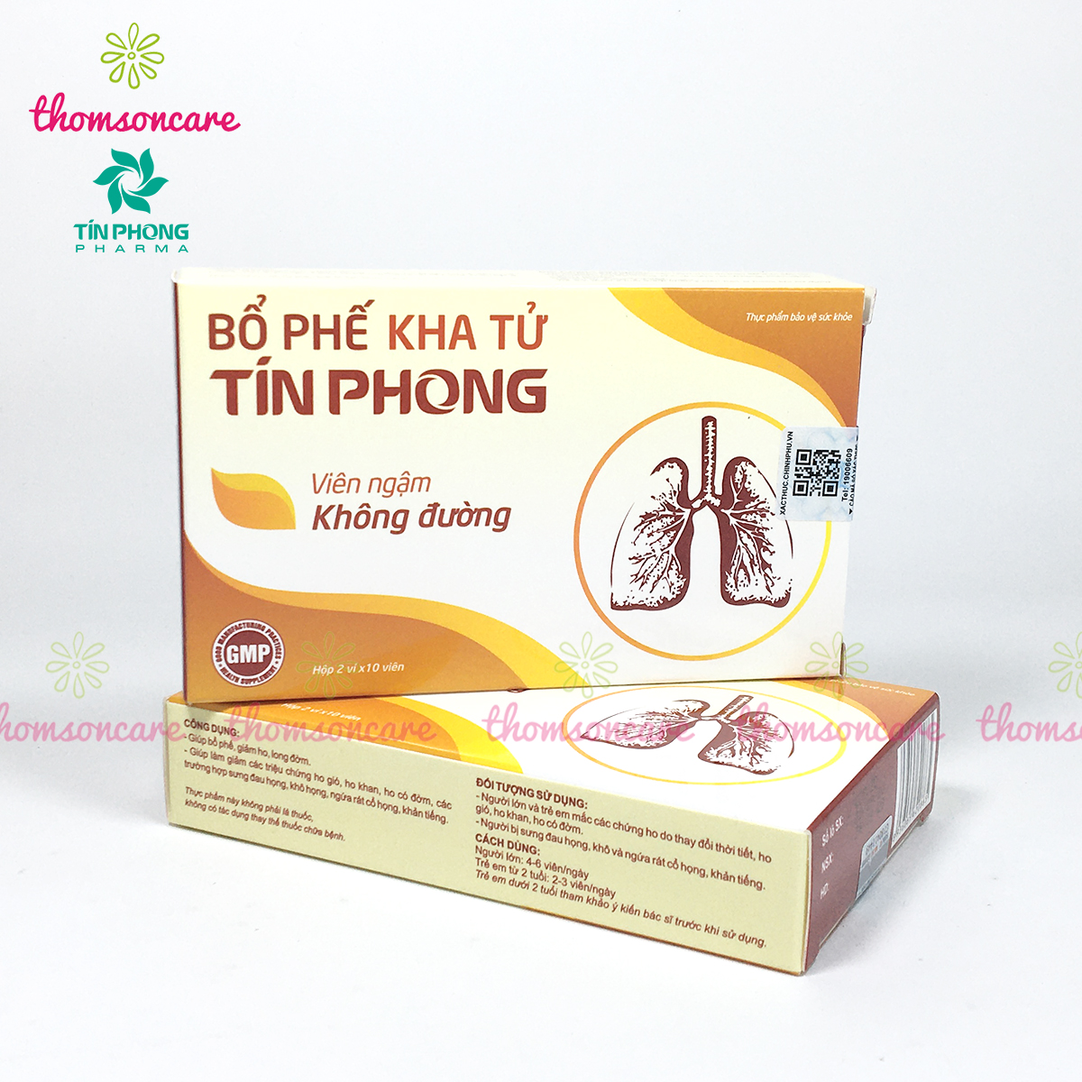 Viên ngậm Bổ phế kha tử Tín phong - Không đường, Hỗ trợ giảm ho, long đờm, đau họng, khản tiếng