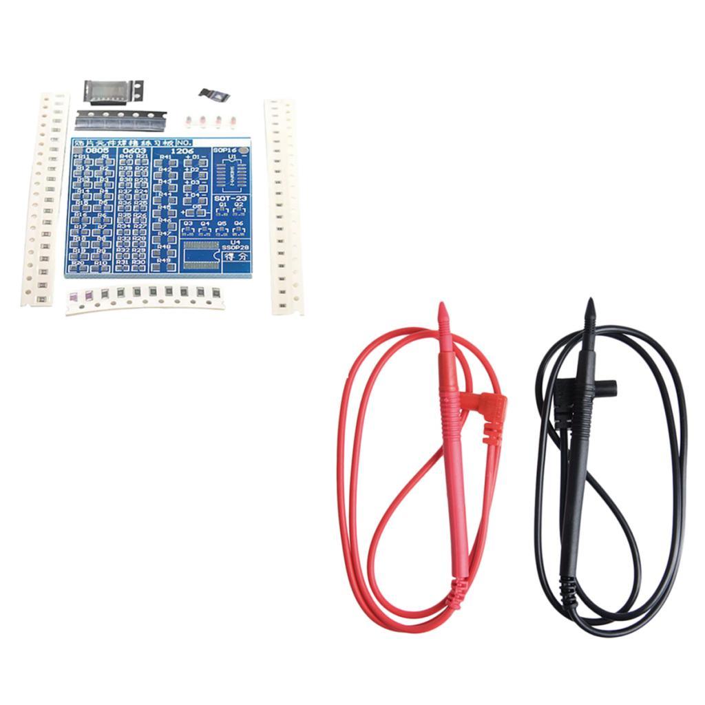 SMD SMT Component Welding Practice Board with Multi Meter Pen Test