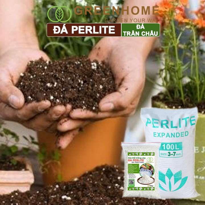 Đá Perlite, bao 100lít (8-10kg), đá trân châu trồng hồng, sen đá, thuỷ canh giàu khoáng chất, tăng độ tơi xốp |Greenhome