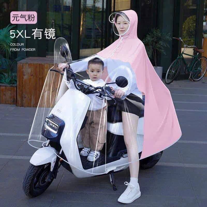Áo Mưa Cánh Dơi Size 5XL To Dày Mẹ Con Phía Trước Trong Suốt Che Phủ Toàn Thân Kèm Kính Chắn Mưa Tiện Dụng