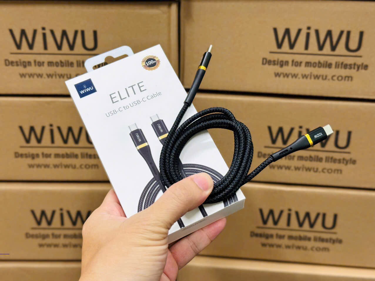 Cáp WIWU ELITE Wi-C010 100W C-C cho điện thoại, ipad tích hợp chip thông minh, sạc an toàn - Hàng chính hãng