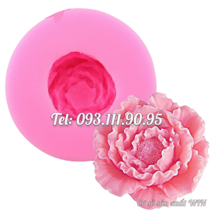 Khuôn silicon làm rau câu hoa mẫu đơn loại 8 cm - Mã số 1018