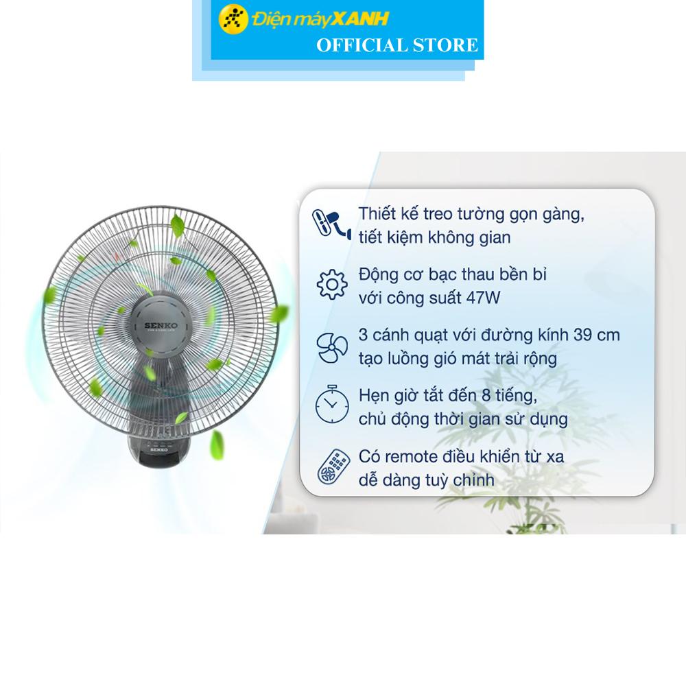 Quạt treo tường Senko 3 cánh TR1628 47W - Hàng Chính Hãng