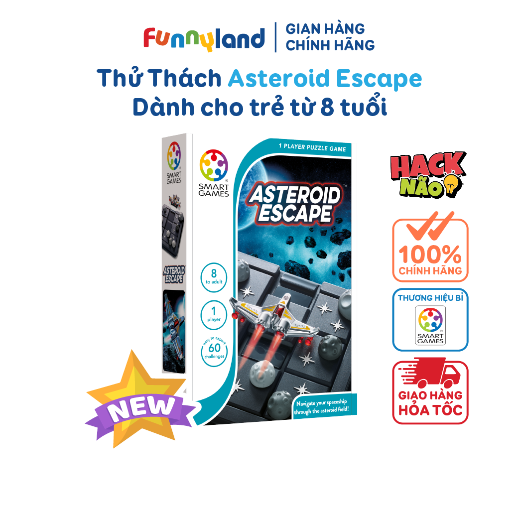 Đồ chơi thử thách trí tuệ Smart Games Asteroid Escape cho bé từ 8 tuổi với 60 thử thách