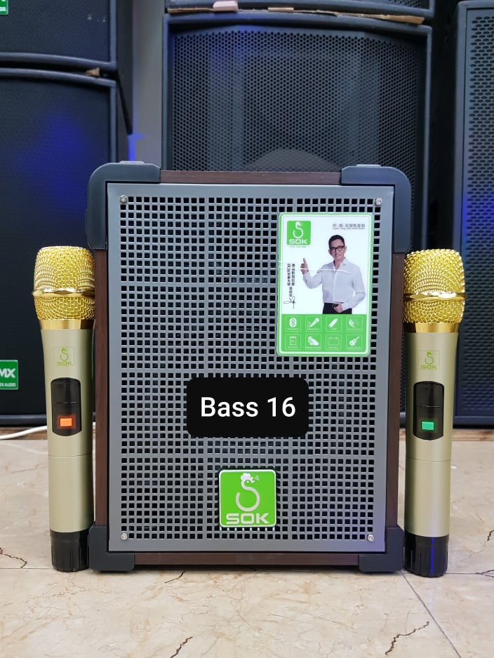 Loa kéo Karaoke Bluetooth SOK NE-318: Phiên bản 2022, Bass 16, Có 2 Micro không dây đi kèm