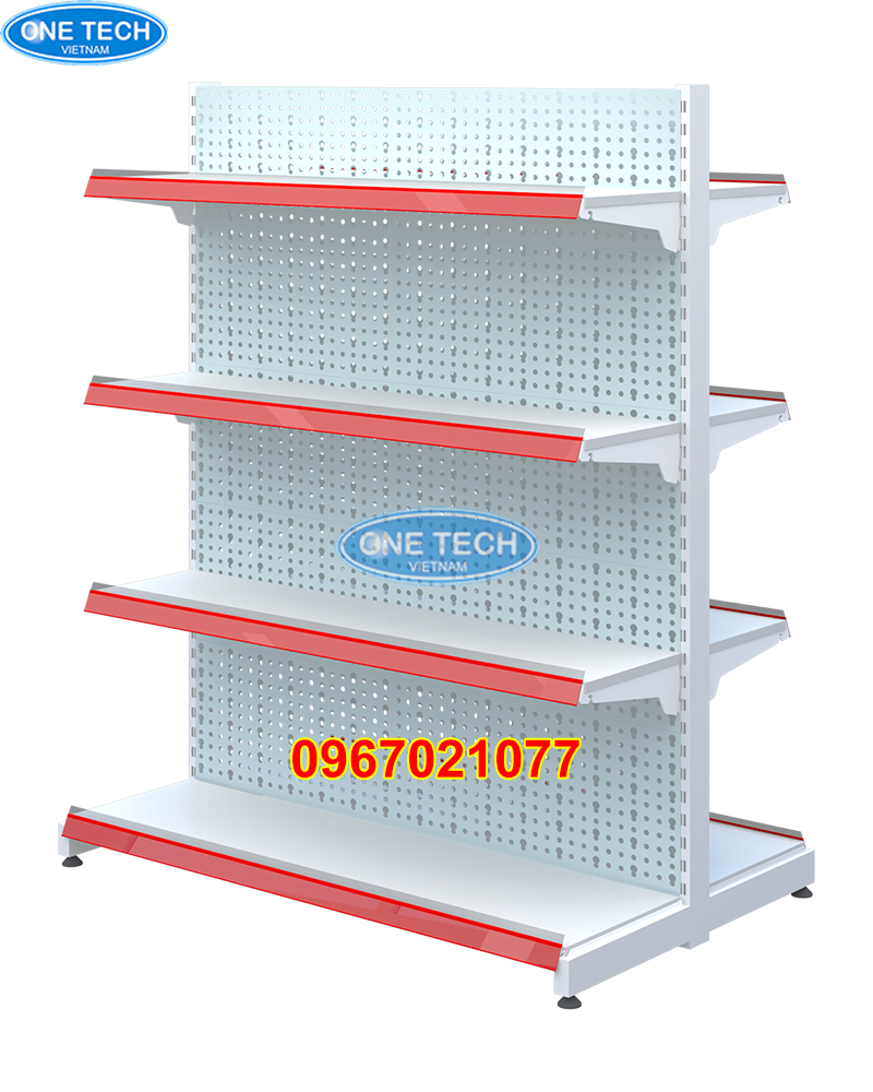 Kệ siêu thị đôi tôn đục lỗ C1500xD1200xR750x4 tầng