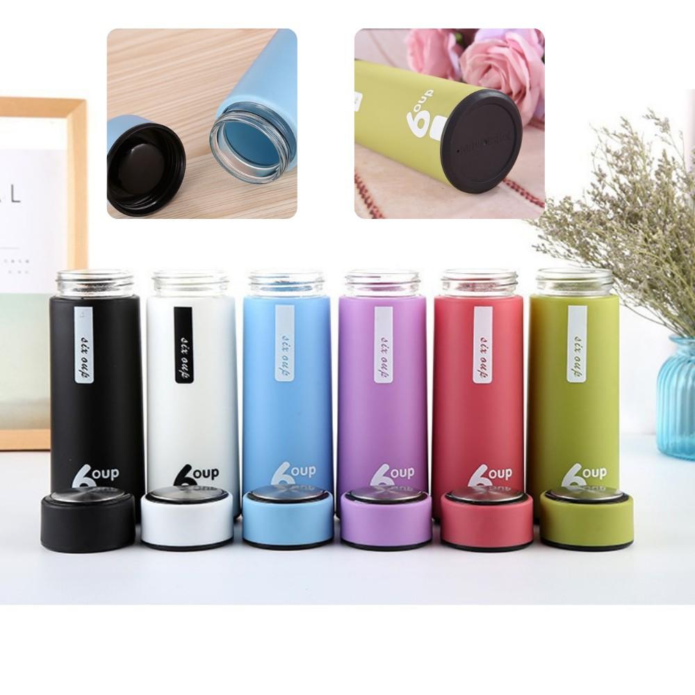 Bình Đựng Nước Giữ Nhiệt 6 Oup Lõi Thủy Tinh Chống Nóng Siêu Bền,Đẹp 450ml