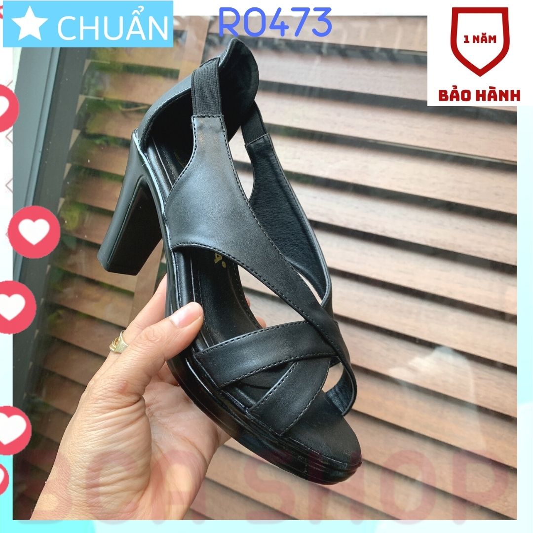 Giày cao gót nữ 8p RO473 ROSATA tại BCASHOP bít mũi quai sau phối thun nên mang rất ôm chân - màu đen