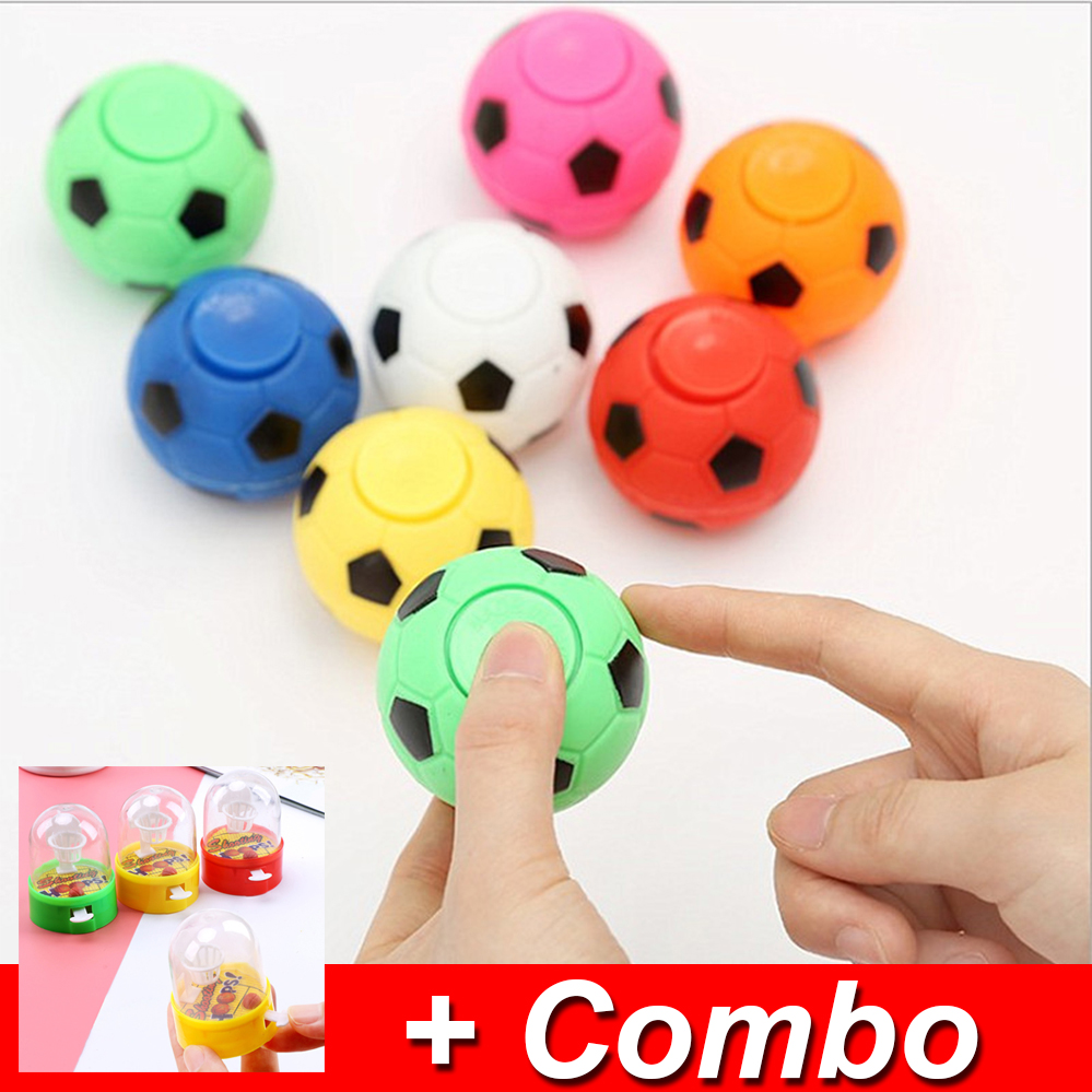 Đồ chơi con quay hình quả Bóng đá Fidget Spinner và 01 bóng rổ cầm tay mini bằng nhựa cho bé từ 4 tuổi trở lên giúp vui chơi, giảm căng thẳng