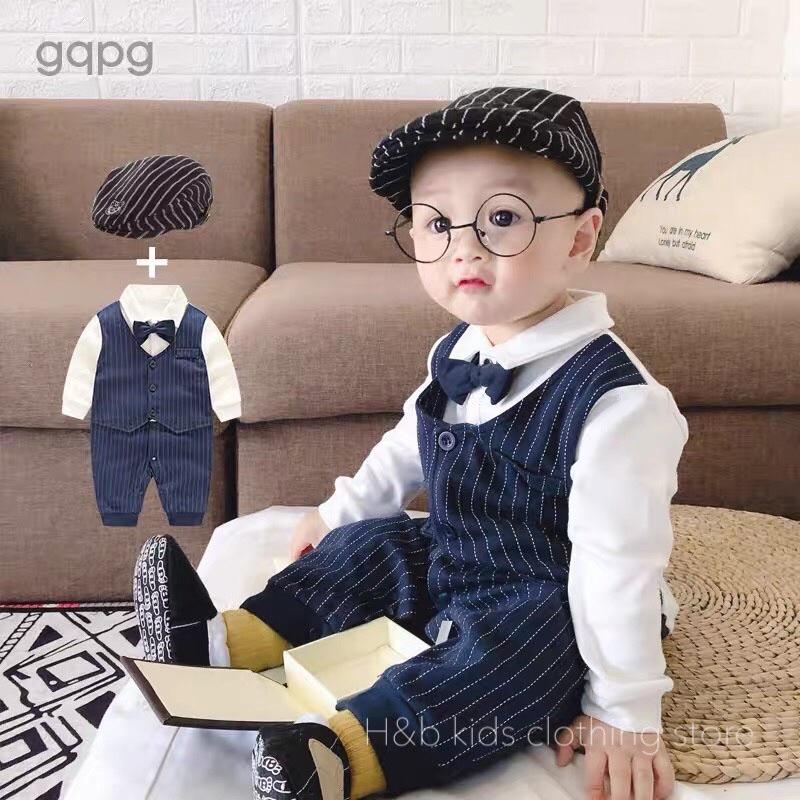 Body công tử dài tay cho bé trai - set vest - bộ áo liền quần ngầu cho bé sơ sinh - body thu đông - áo quần trẻ em