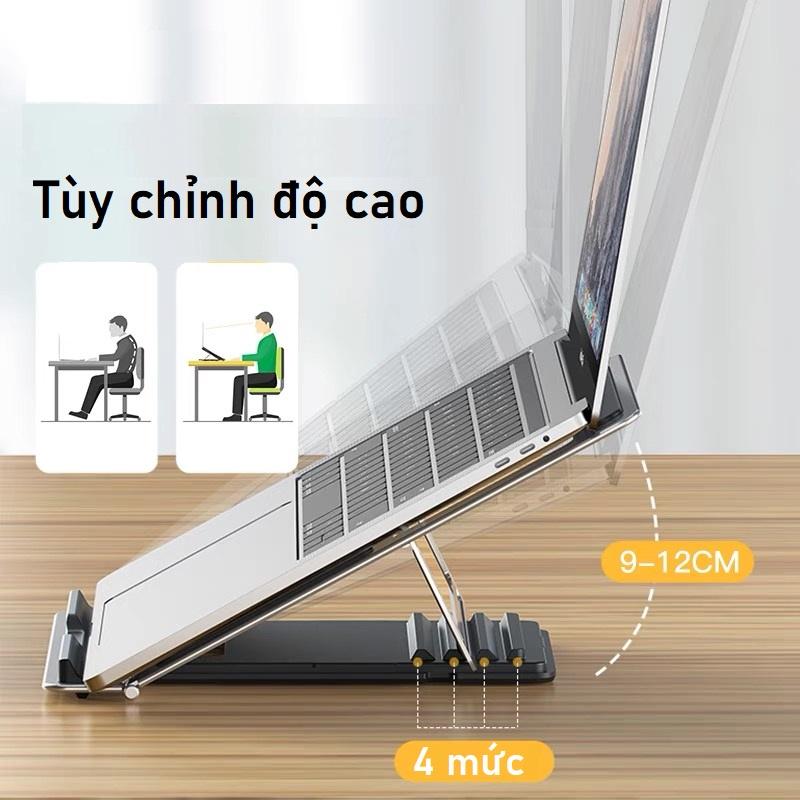 Giá đỡ laptop nhôm kiêm kê tản nhiệt gấp gọn T8 kích thước lớn cho laptop, macbook, ipad, máy tính bảng cao cấp