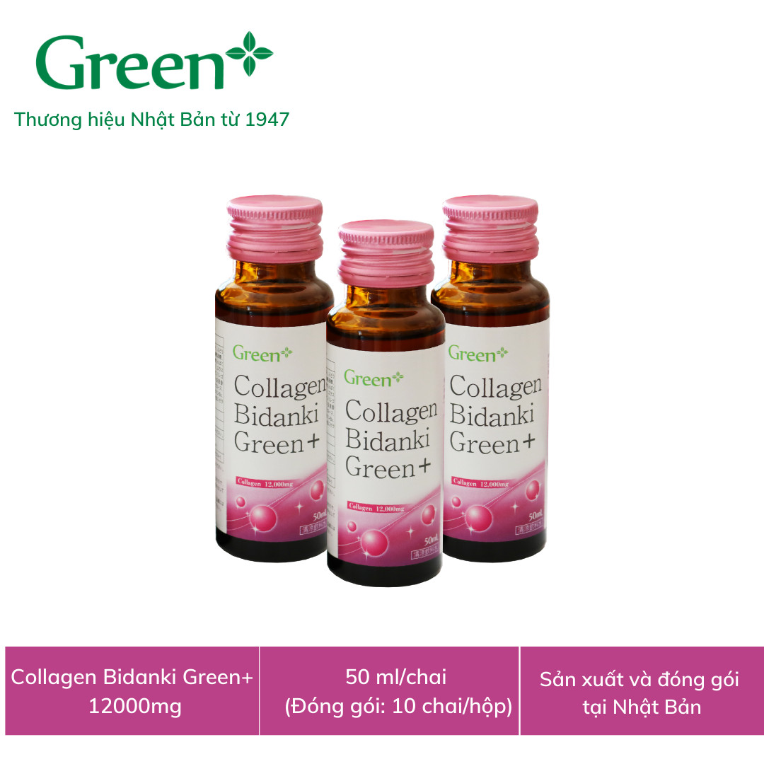 Nước uống Collagen Nhật Bản - Collagen Bidanki Green+ đẹp da, chống lão hóa