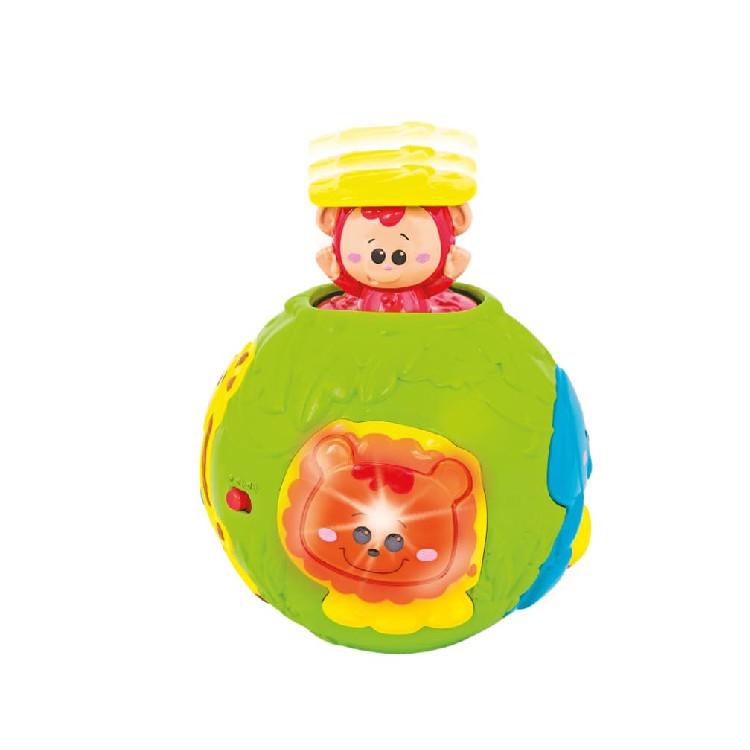 Đồ chơi phát triển vận động - Bóng lăn tập bò cho bé Winfun 0778 có nhạc kèm chú khỉ ú òa vui nhộn - nhựa an toàn BPA FREE - tặng đồ chơi tắm 2 món