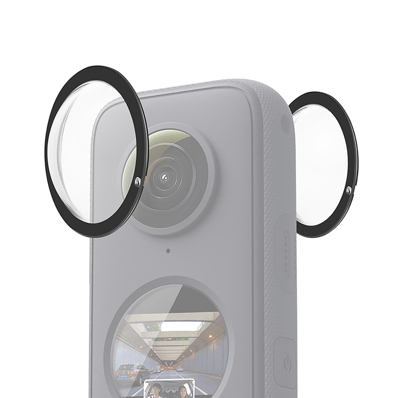 2 Pieces Dual Lens Guards PC Black Rubber Sleeve Screen Protector for Insta 360 One x2 Parts