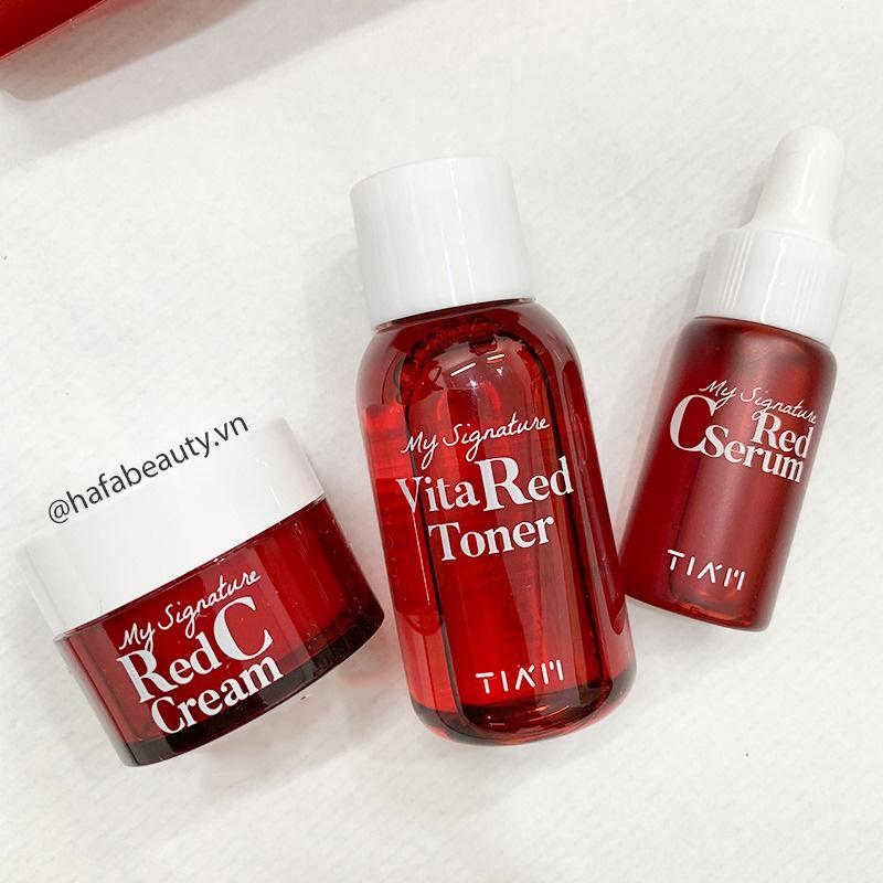 Nước Hoa Hồng Dưỡng Trắng, Se Khít Lỗ Chân Lông Tiam My Signature Vita Red Toner Minisize 40ml + Tặng Kèm 1 Sample Huxley ( Loại Ngẫu Nhiên)