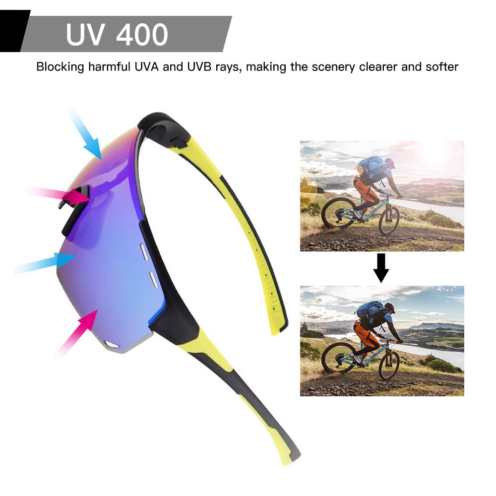 Kính đi xe đạp với 3 thấu kính dự phòng Kính râm thể thao UV400 Kính râm đi xe đạp MTB dành cho nam giới Nữ chạy bộ Lái xe Câu cá