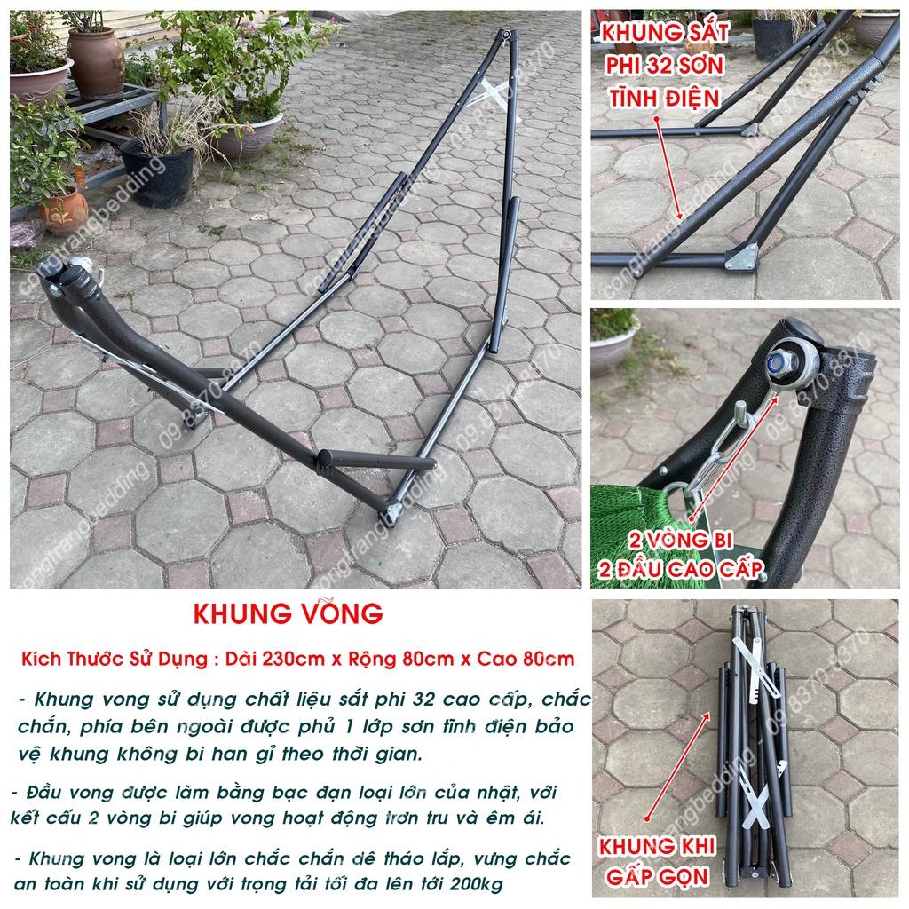 Võng Xếp TRƯỜNG NGA Khung Sơn Tĩnh Điện Phi 32 - Tặng Kèm Lưới Võng ( Chịu trọng lực 150kg )