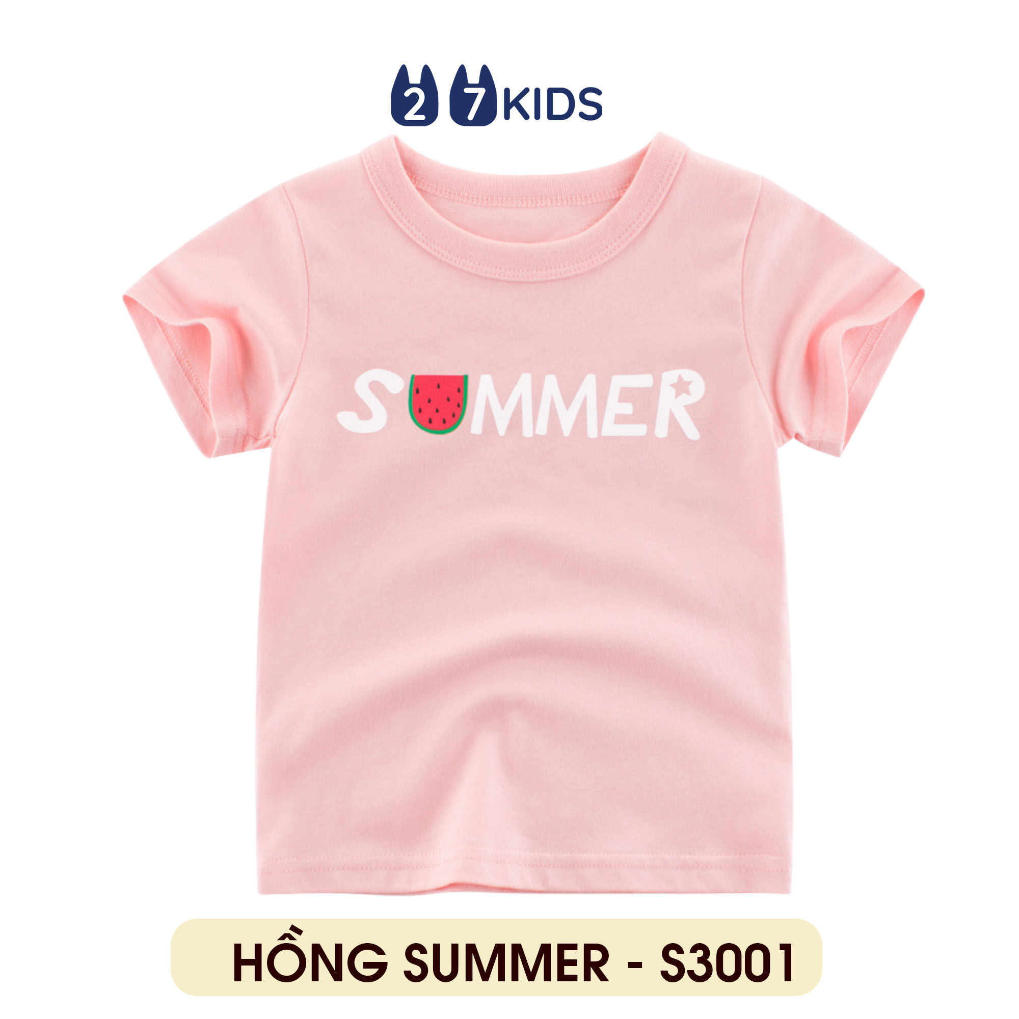 Áo bé gái 27Kids 27Home áo thun cộc tay HỒNG SUMMER S3001