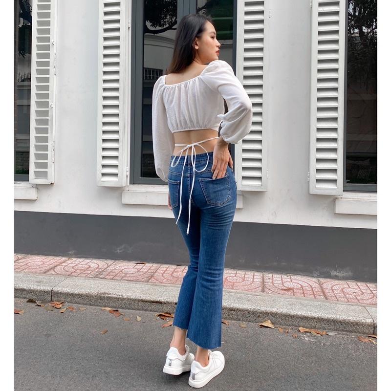 Áo croptop tay phồng cột thắt eo REVERCLOTHINGS Tila Top