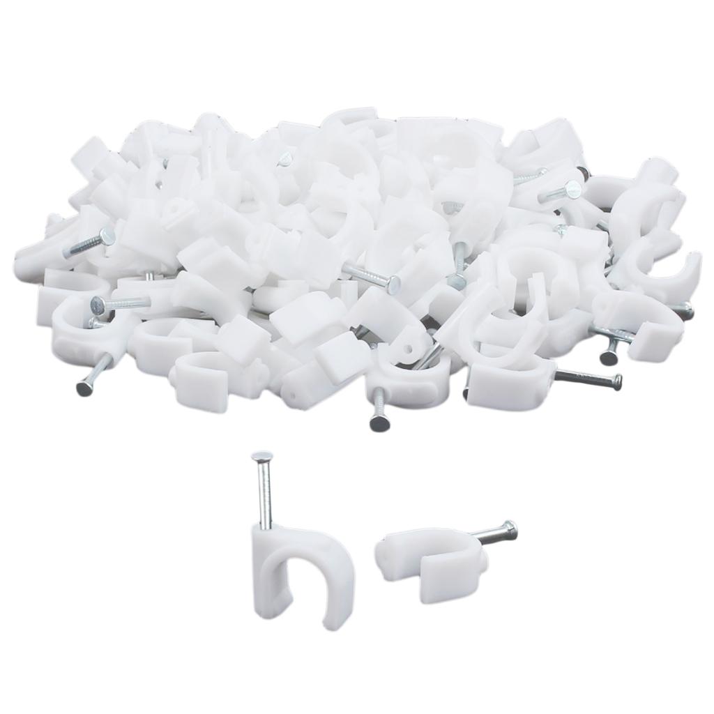 100pcs Plastic Electrical Wire Cable Clips High Carbon Steel Nail 4-25mm