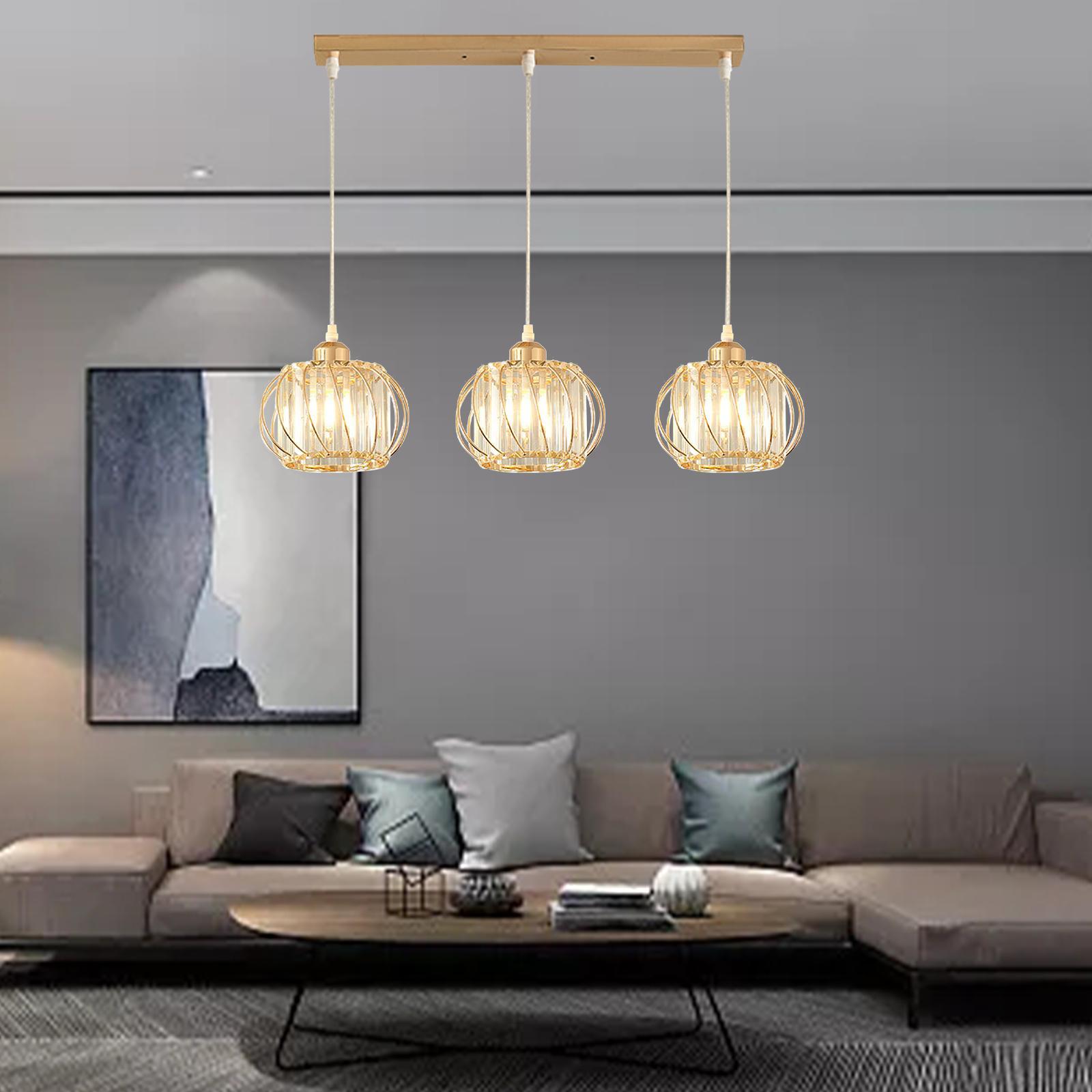 3 Light Crystal Pendant Light Fixture Modern Adjustable for Dining Room Restaurant