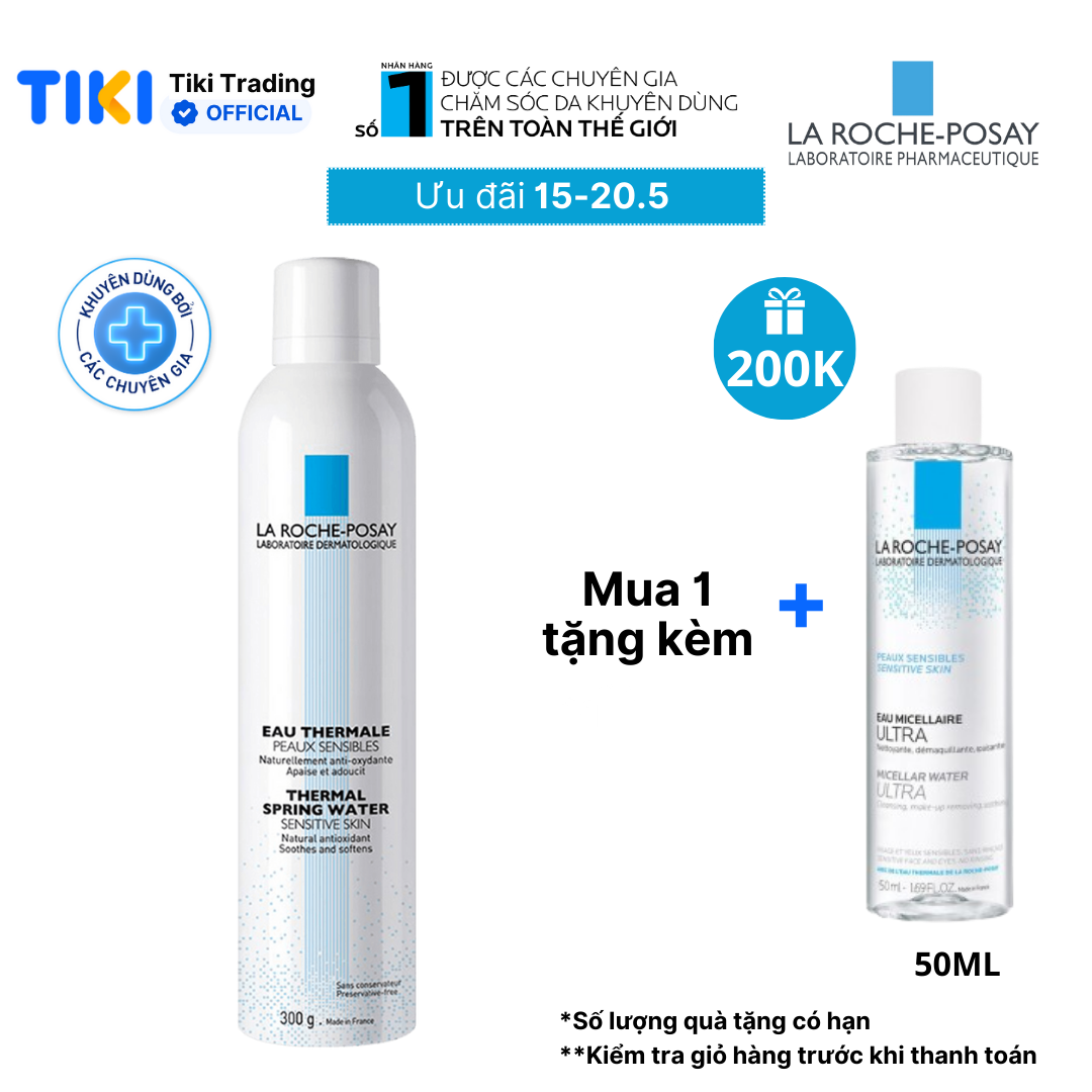 Nước xịt khoáng làm sạch và làm dịu cho da nhạy cảm La Roche-Posay Thermal Spring Water 300ml