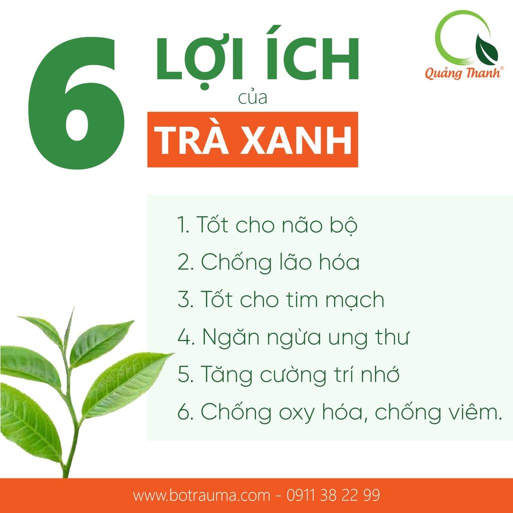 Bột Trà Xanh Quảng Thanh đắp mặt nạ - Đẹp da, ngăn lão hóa - Kèm Cọ quét mặt nạ cao cấp, muỗng trong suốt - Gói 100g