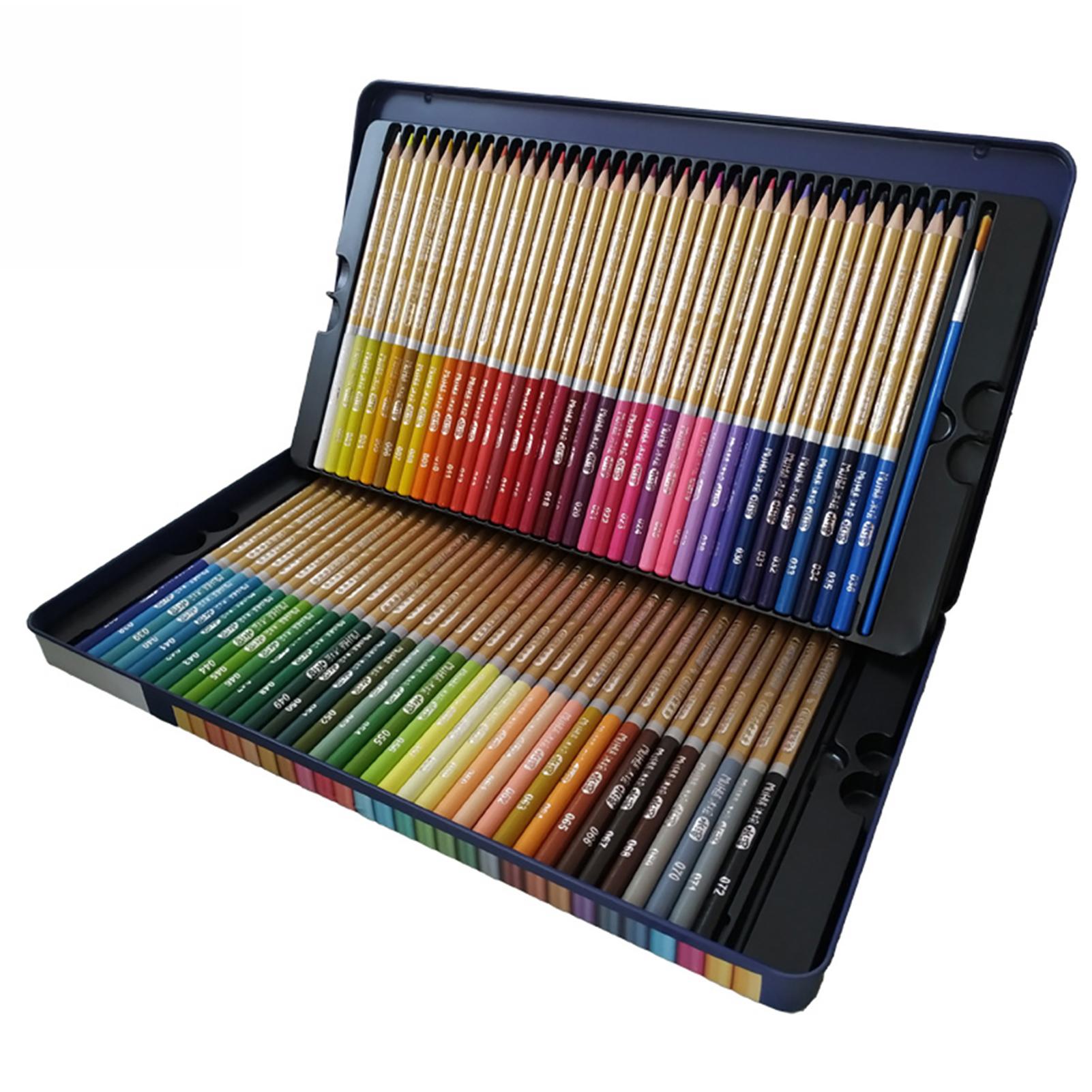 72 Colored Pencils Set Water-soluble Watercolor Pencils 3.3mm Thick Core Blendable Pencils with Brush Metal Storage Case