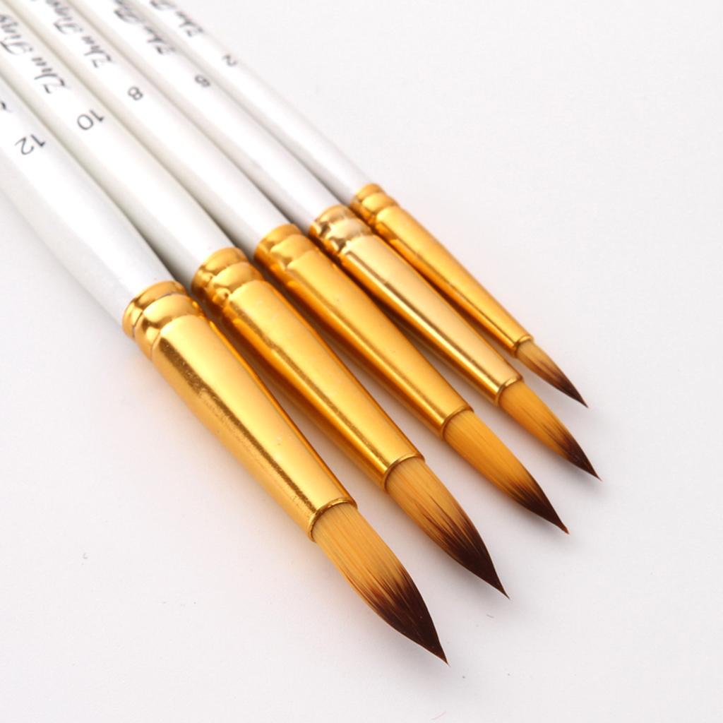 5 Gói Sơn Bộ Bàn Chải Tròn Điểm Đầu Lông Nylon Nghệ Sĩ Cung Cấp Nước Màu Sơn Dầu