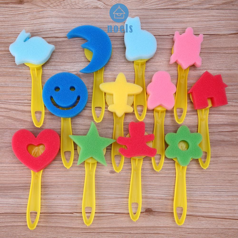 Set 12 Cọ Vẽ Tranh Bằng Xốp Nhiều Màu Sắc Diy Cho Bé