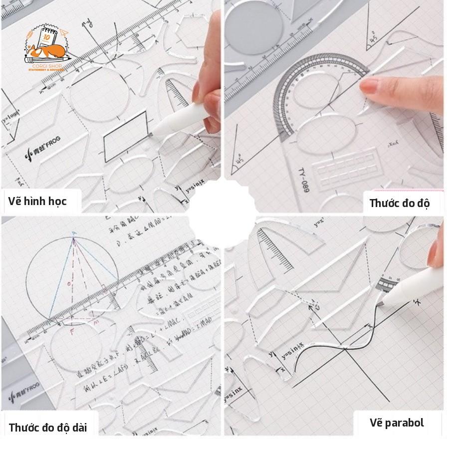 Thước nhựa trong vẽ kỹ thuật, hình học đa năng, dễ sử dụng