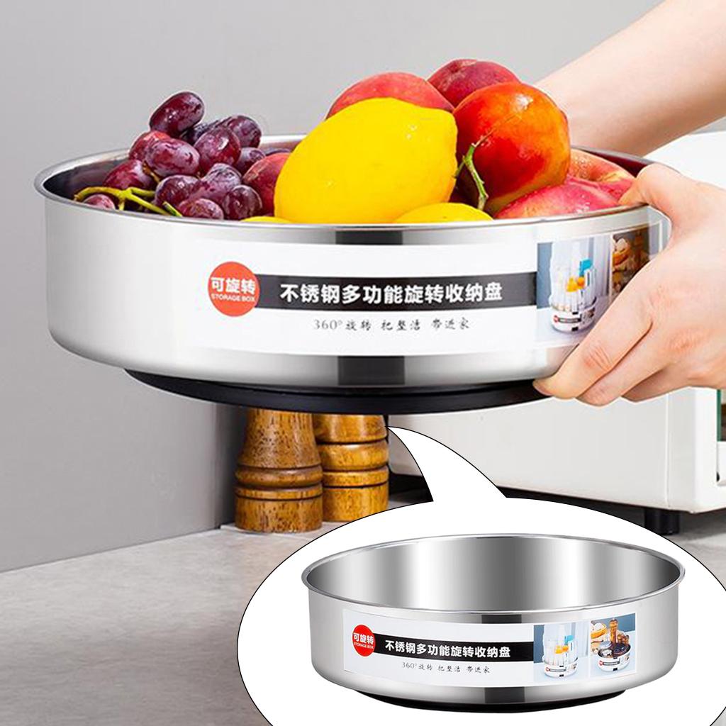 Turntable Kitchen Storage Organizer for Can or Seasonings Multifunctional Stainless Steel Organizer for Fridge Cabinet,360 Rotating Cosmetic Organizer