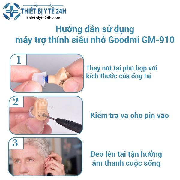 Máy Trợ Thính, Tai Nghe Trợ Thính Siêu Nhỏ Goodmi GM-910 - Tự Động Giảm Tiếng Ồn, Xử Lý Âm Thanh Cực Tốt