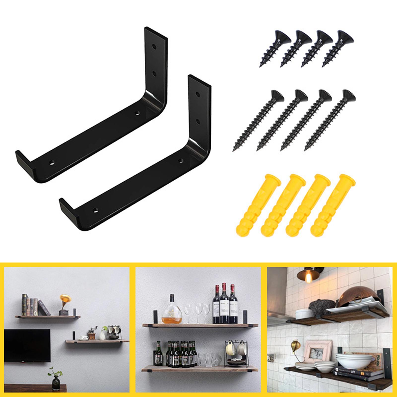 2x Shelf Bracket Rustic Metal with Screw Wall Mounted Heavy Duty 15cm