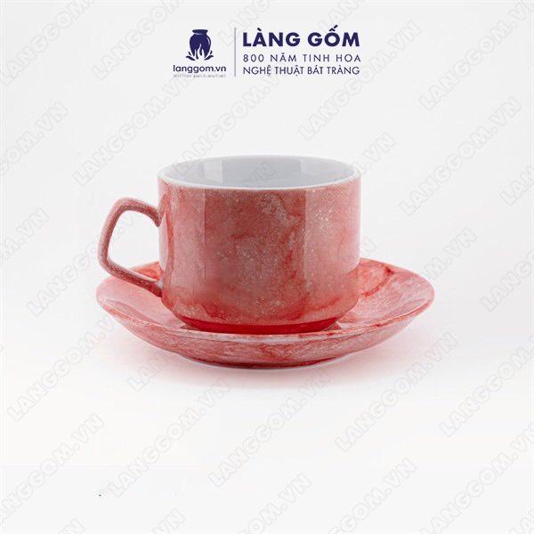 Cốc uống nước, Ly sứ vân đá dáng cốc Cappuccino vuông dung tích 250ml - Gốm sứ Bát Tràng cao cấp - Làng Gốm Bát Tràng