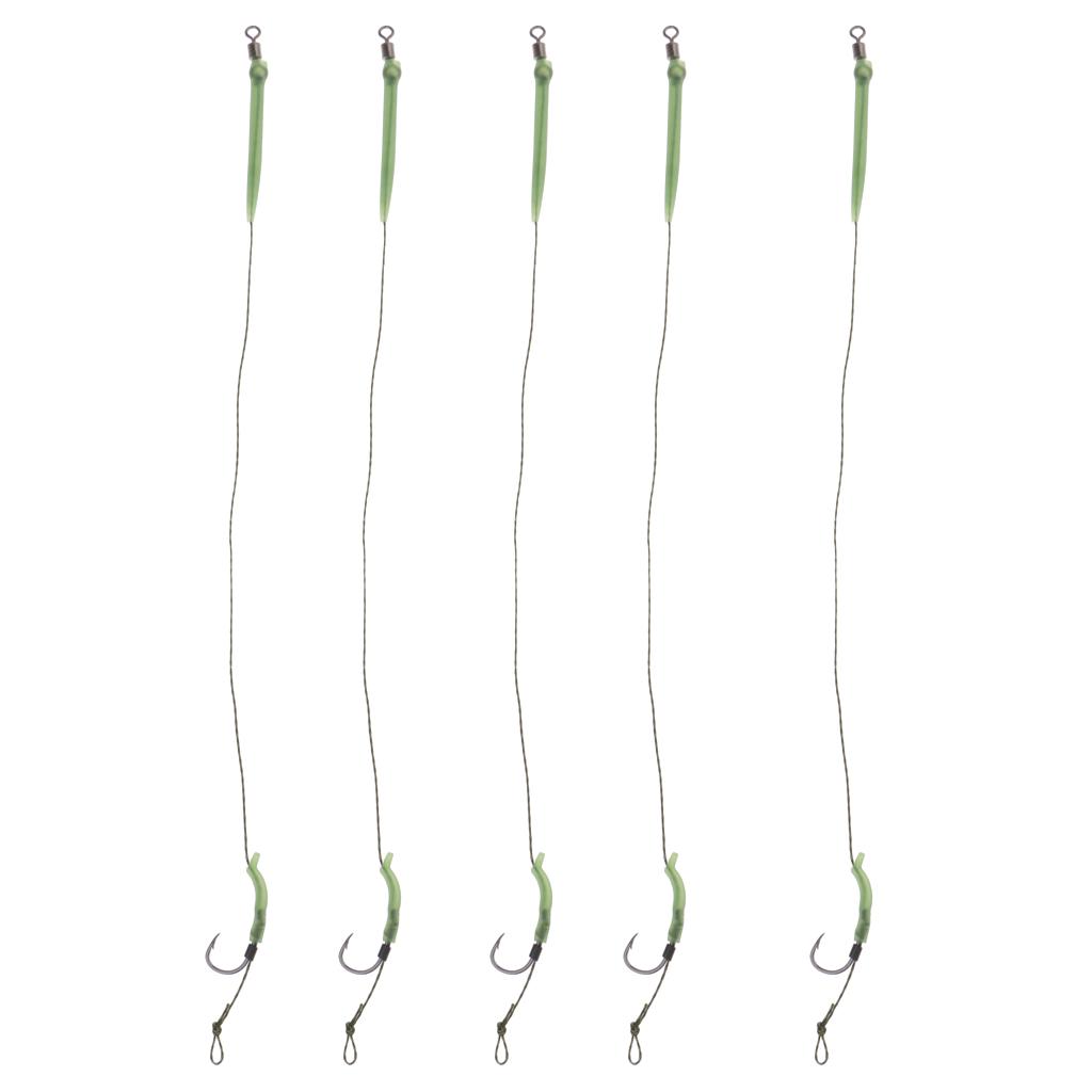 5Pieces Carp Fishing Hook Link Braided Line Hair Rigs Terminal Tackle 8#