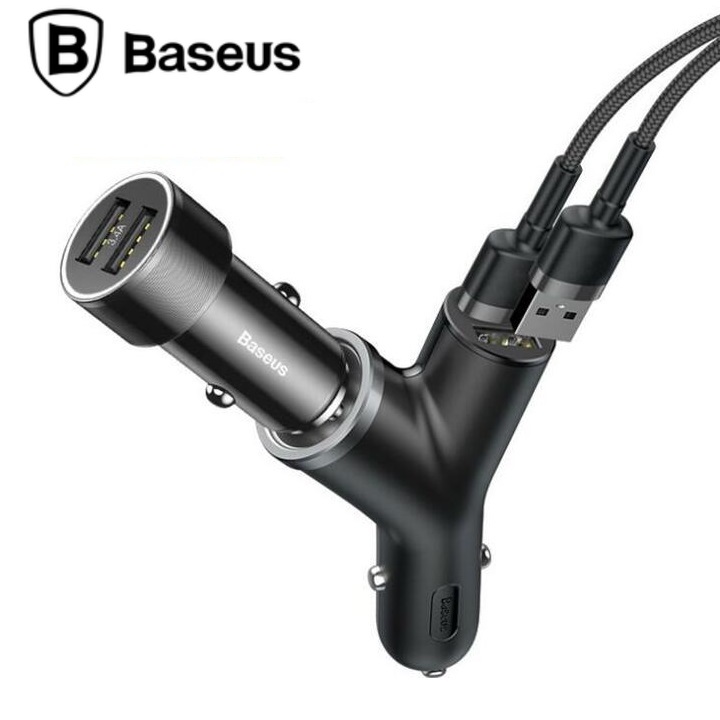Bộ chia tẩu sạc 3 trong 1 trên ô tô, xe hơi nhãn hiệu Baseus chữ Y BSC-C16N công suất lên đến 40W, dòng tối đa lên đến 3.4A cho tốc độ sạc nhanh, tích hợp vi mạch bảo vệ thông minh